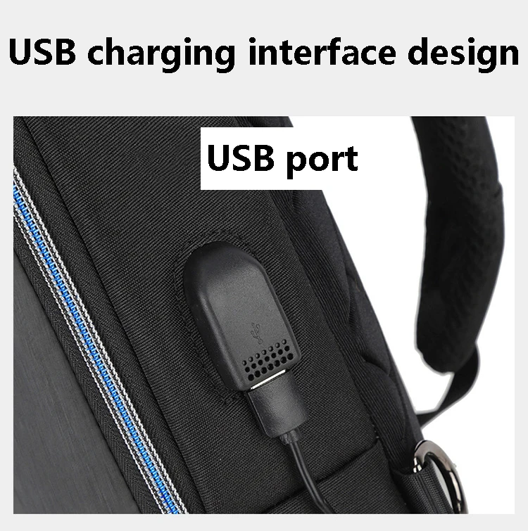 Men PVC Multifunction USB Shoulder Anti-theft Sports Cross Body Sling Gym Chest Bags Travel Messenger Pack Casual Pack for Male