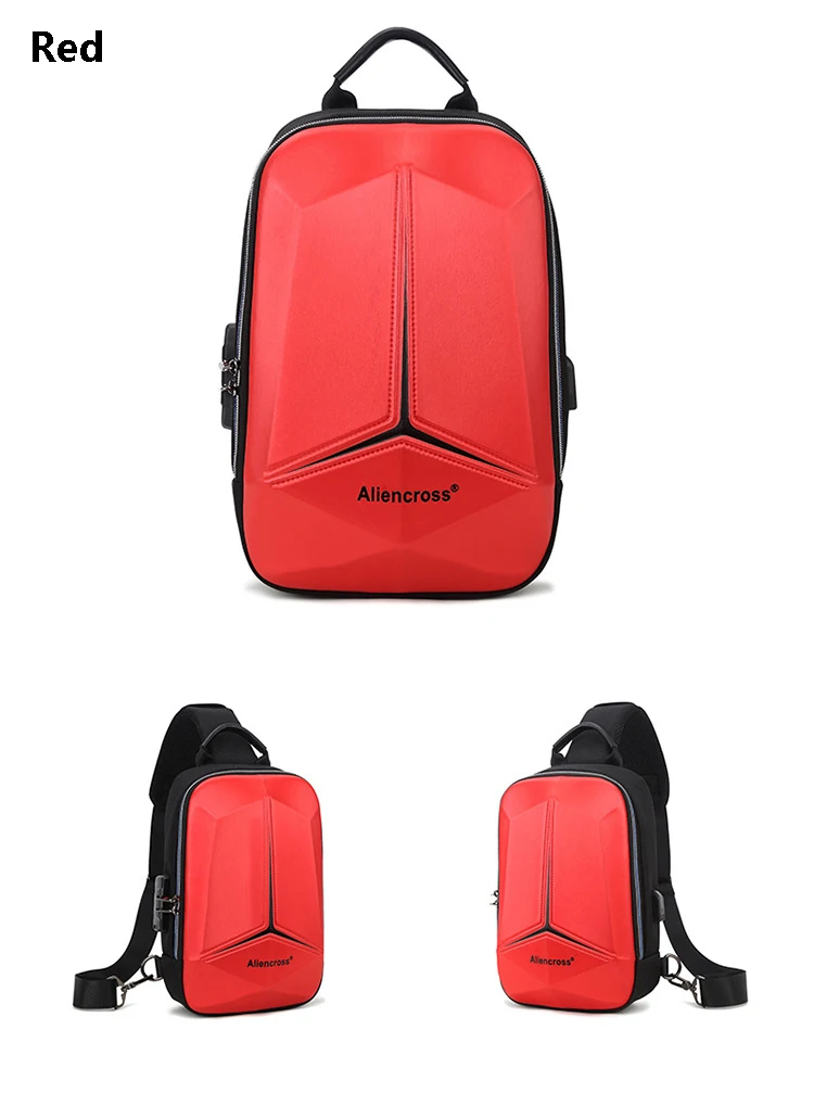 Men PVC Multifunction USB Shoulder Anti-theft Sports Cross Body Sling Gym Chest Bags Travel Messenger Pack Casual Pack for Male