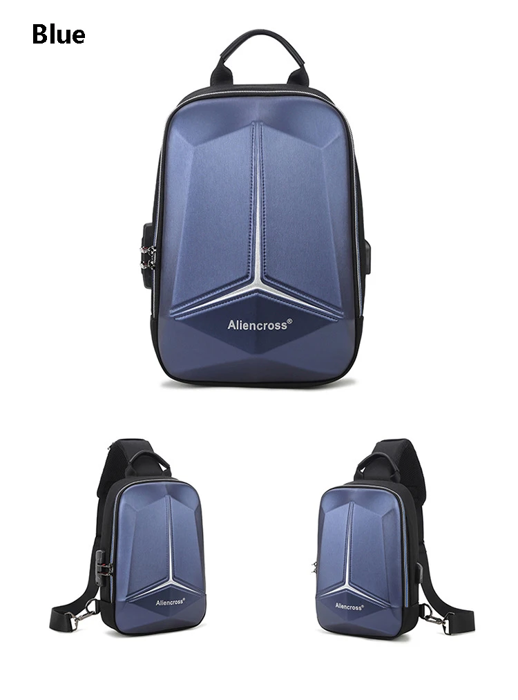 Men PVC Multifunction USB Shoulder Anti-theft Sports Cross Body Sling Gym Chest Bags Travel Messenger Pack Casual Pack for Male