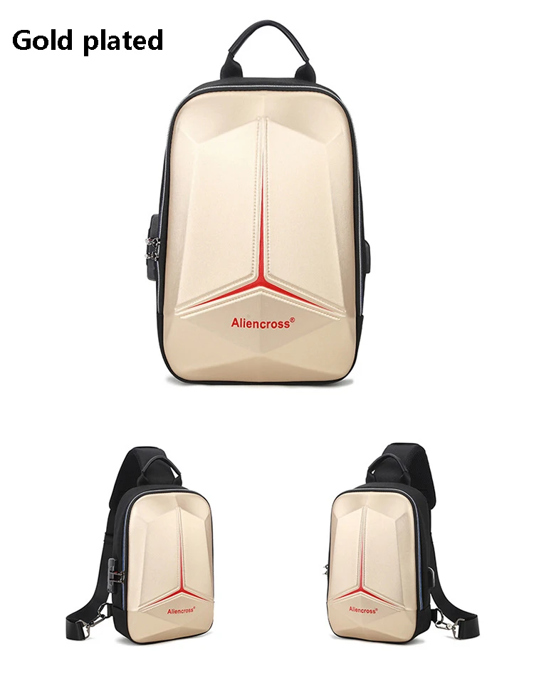 Men PVC Multifunction USB Shoulder Anti-theft Sports Cross Body Sling Gym Chest Bags Travel Messenger Pack Casual Pack for Male