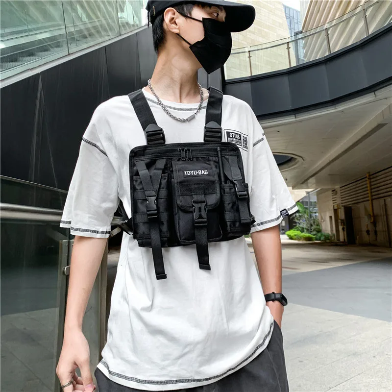 CCRXRQ Hip-hop Streetwear Men Chest Bags 2026 New Fashion Unisex Tactical Vest Backpacks Multi-function Sport Travel Chest Pack