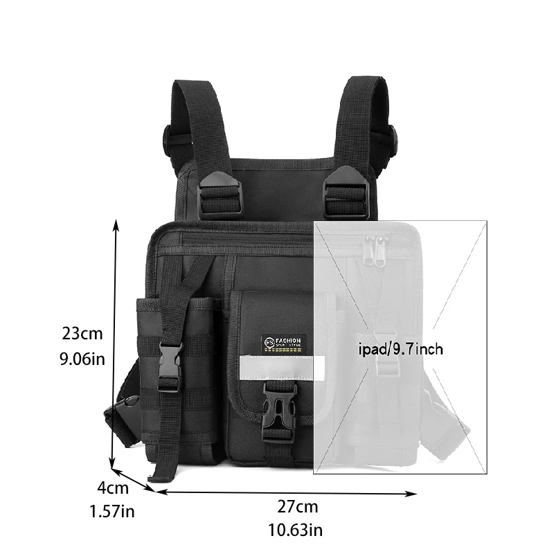 CCRXRQ Hip-hop Streetwear Men Chest Bags 2026 New Fashion Unisex Tactical Vest Backpacks Multi-function Sport Travel Chest Pack
