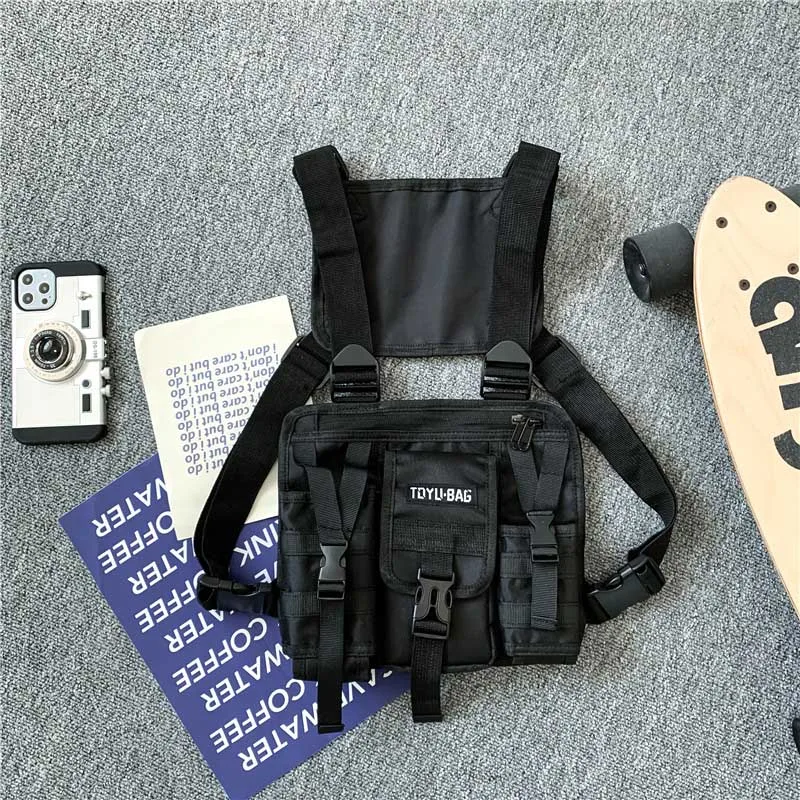 CCRXRQ Hip-hop Streetwear Men Chest Bags 2026 New Fashion Unisex Tactical Vest Backpacks Multi-function Sport Travel Chest Pack