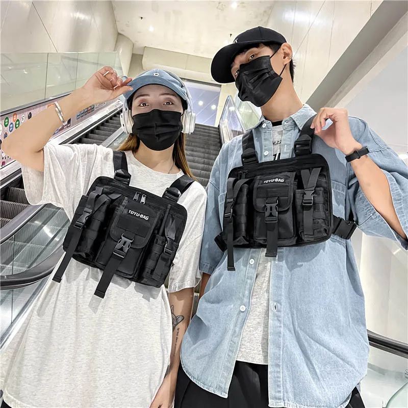 CCRXRQ Hip-hop Streetwear Men Chest Bags 2026 New Fashion Unisex Tactical Vest Backpacks Multi-function Sport Travel Chest Pack