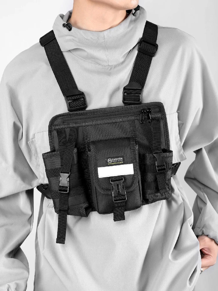 CCRXRQ Hip-hop Streetwear Men Chest Bags 2026 New Fashion Unisex Tactical Vest Backpacks Multi-function Sport Travel Chest Pack