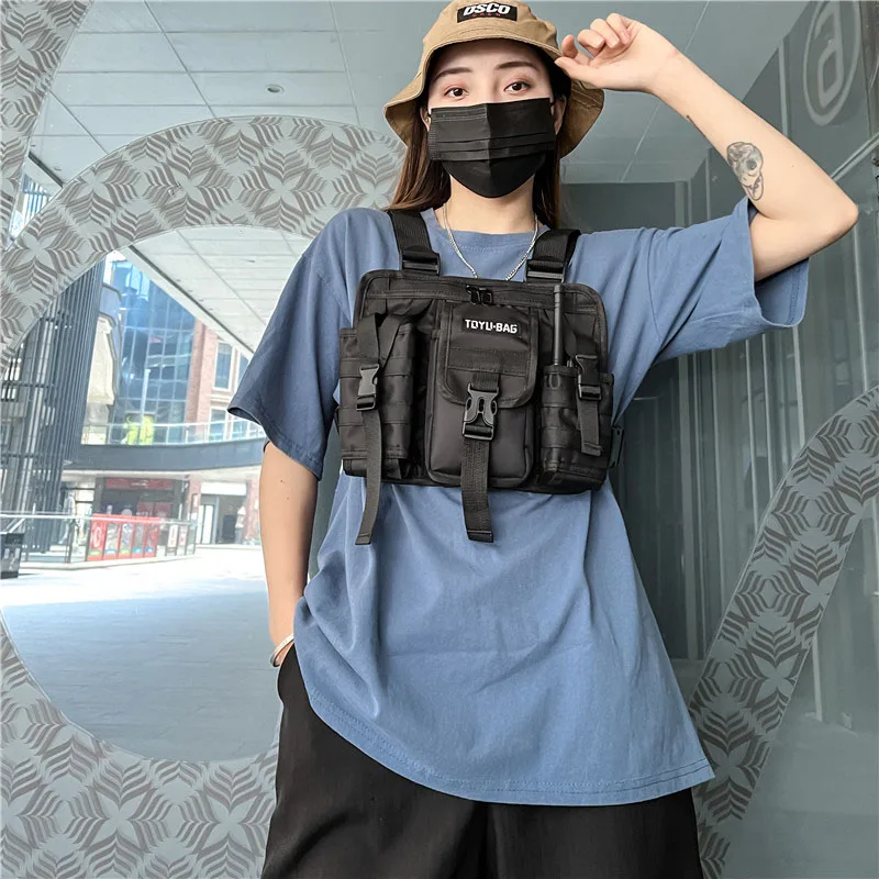 CCRXRQ Hip-hop Streetwear Men Chest Bags 2026 New Fashion Unisex Tactical Vest Backpacks Multi-function Sport Travel Chest Pack