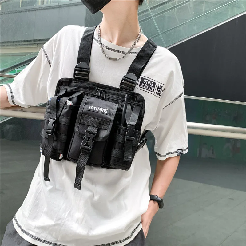 CCRXRQ Hip-hop Streetwear Men Chest Bags 2026 New Fashion Unisex Tactical Vest Backpacks Multi-function Sport Travel Chest Pack