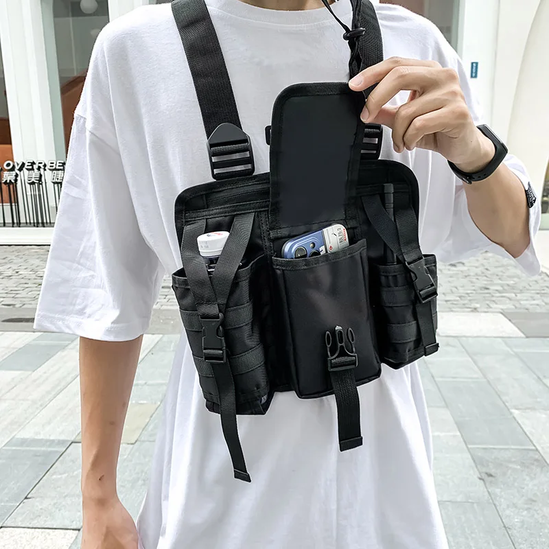 CCRXRQ Hip-hop Streetwear Men Chest Bags 2026 New Fashion Unisex Tactical Vest Backpacks Multi-function Sport Travel Chest Pack