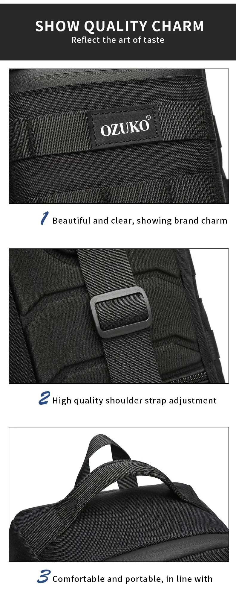 Ozuko Tactical Chest Bag Outdoor Sports Men's Oblique Straddle Shoulder Bag Waterproof Men's One Shoulder Crossbody Flex Bag