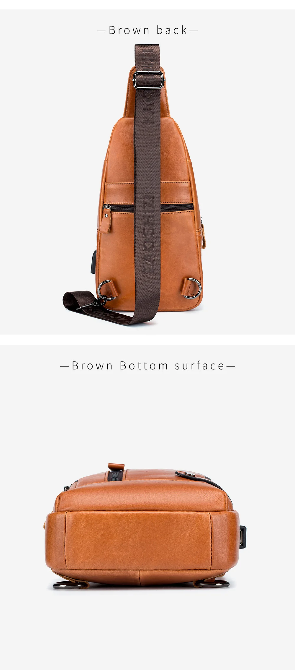 New 100% Genuine Leather Chest Bag Men's Fashion Style Casual Crossbody Bags With USB Large Capacity Men's Shoulder Bag