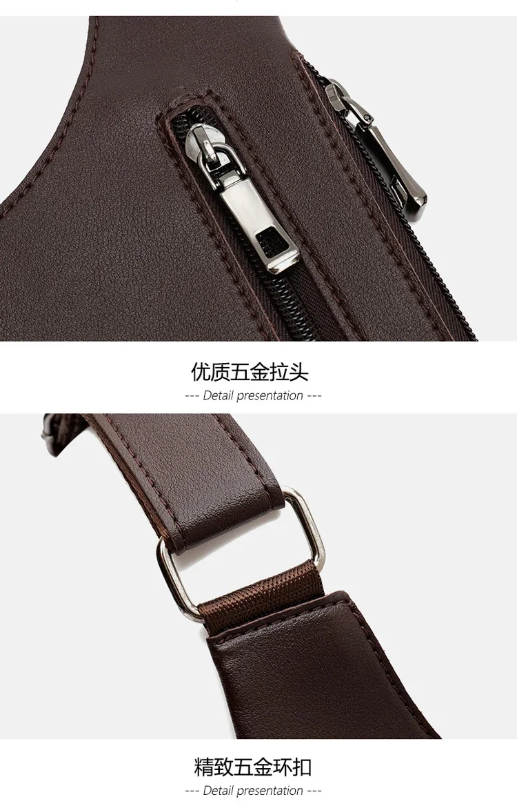 Luxury Design Men's Tactical Vest Bag High Quality PU Leather Man Chest bag Phone Pouch Vintage Design Underarm Back Pack Bags