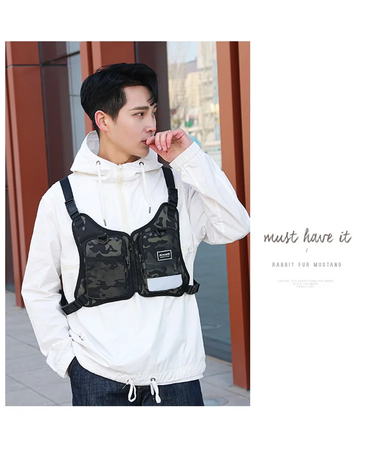 Fashion Trends Men's Tactical Chest Pack Vest Bag High Quality Men's Backpack Shoulder Bag Stylish Elegant Invisible Men Bag Sac