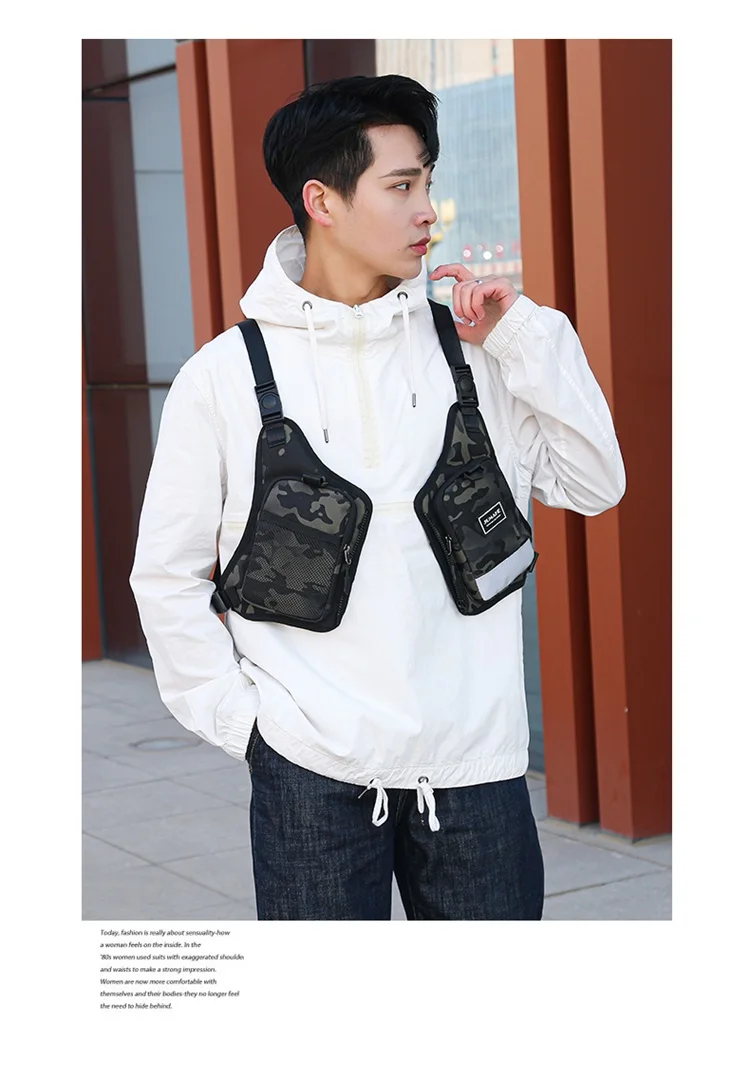 Fashion Trends Men's Tactical Chest Pack Vest Bag High Quality Men's Backpack Shoulder Bag Stylish Elegant Invisible Men Bag Sac