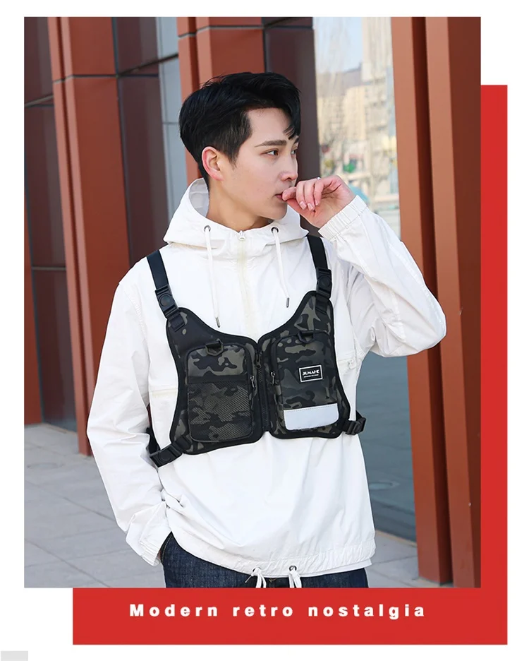 Fashion Trends Men's Tactical Chest Pack Vest Bag High Quality Men's Backpack Shoulder Bag Stylish Elegant Invisible Men Bag Sac