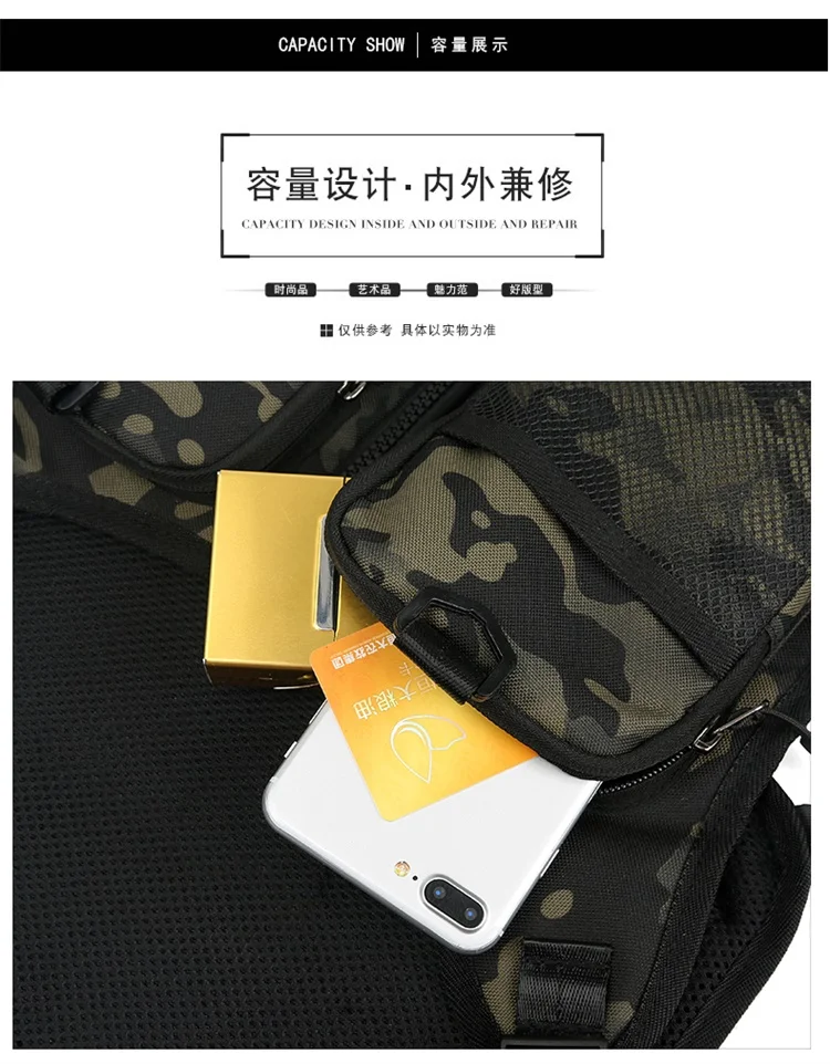 Fashion Trends Men's Tactical Chest Pack Vest Bag High Quality Men's Backpack Shoulder Bag Stylish Elegant Invisible Men Bag Sac