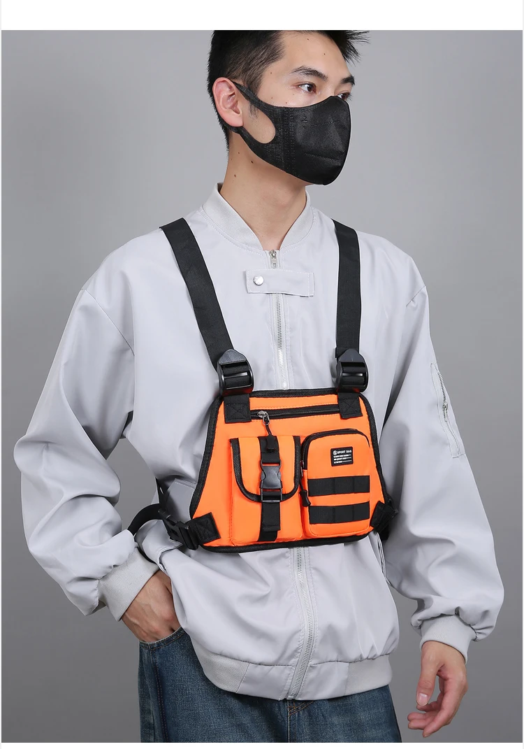 Men's Tactical Waist Pack Vest Bag Light Nylon Fabric Men's Backpack Shoulder Bag Fashion Casual Design Men Bag Chest Pack Bolsa