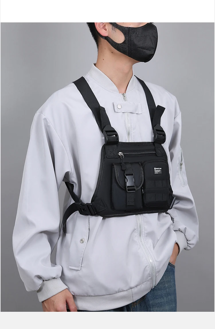 Men's Tactical Waist Pack Vest Bag Light Nylon Fabric Men's Backpack Shoulder Bag Fashion Casual Design Men Bag Chest Pack Bolsa
