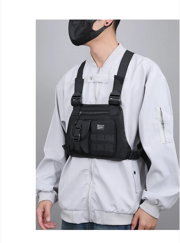 Men's Tactical Waist Pack Vest Bag Light Nylon Fabric Men's Backpack Shoulder Bag Fashion Casual Design Men Bag Chest Pack Bolsa