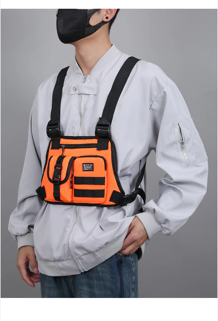 Men's Tactical Waist Pack Vest Bag Light Nylon Fabric Men's Backpack Shoulder Bag Fashion Casual Design Men Bag Chest Pack Bolsa