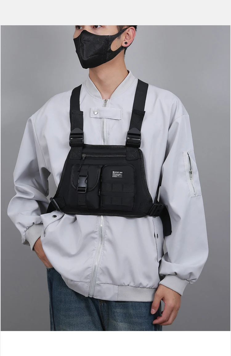 Men's Tactical Waist Pack Vest Bag Light Nylon Fabric Men's Backpack Shoulder Bag Fashion Casual Design Men Bag Chest Pack Bolsa