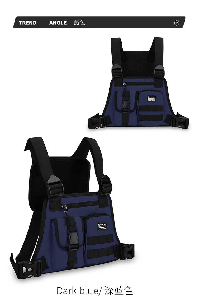 Men's Tactical Waist Pack Vest Bag Light Nylon Fabric Men's Backpack Shoulder Bag Fashion Casual Design Men Bag Chest Pack Bolsa