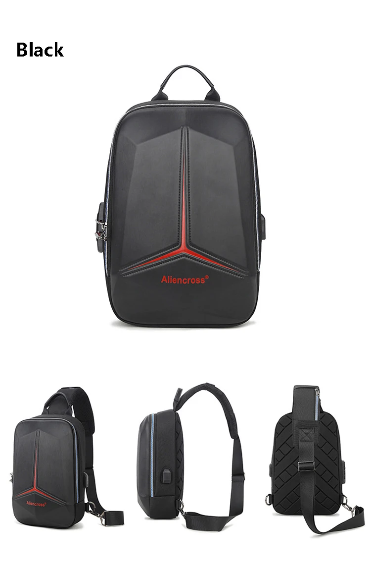 Men PVC Multifunction USB Shoulder Anti-theft Sports Cross Body Sling Gym Chest Bags Travel Messenger Pack Casual Pack for Male