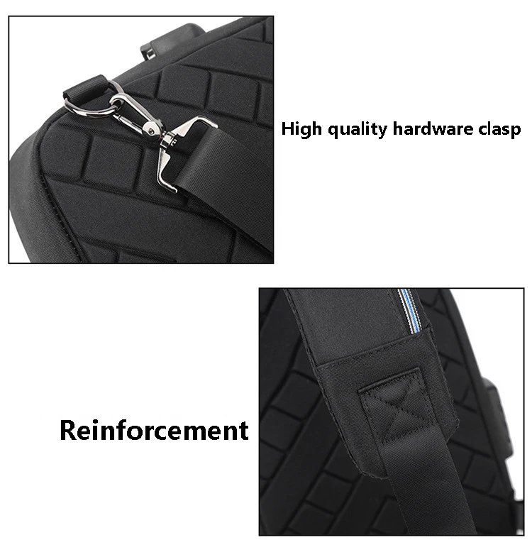 Men PVC Multifunction USB Shoulder Anti-theft Sports Cross Body Sling Gym Chest Bags Travel Messenger Pack Casual Pack for Male