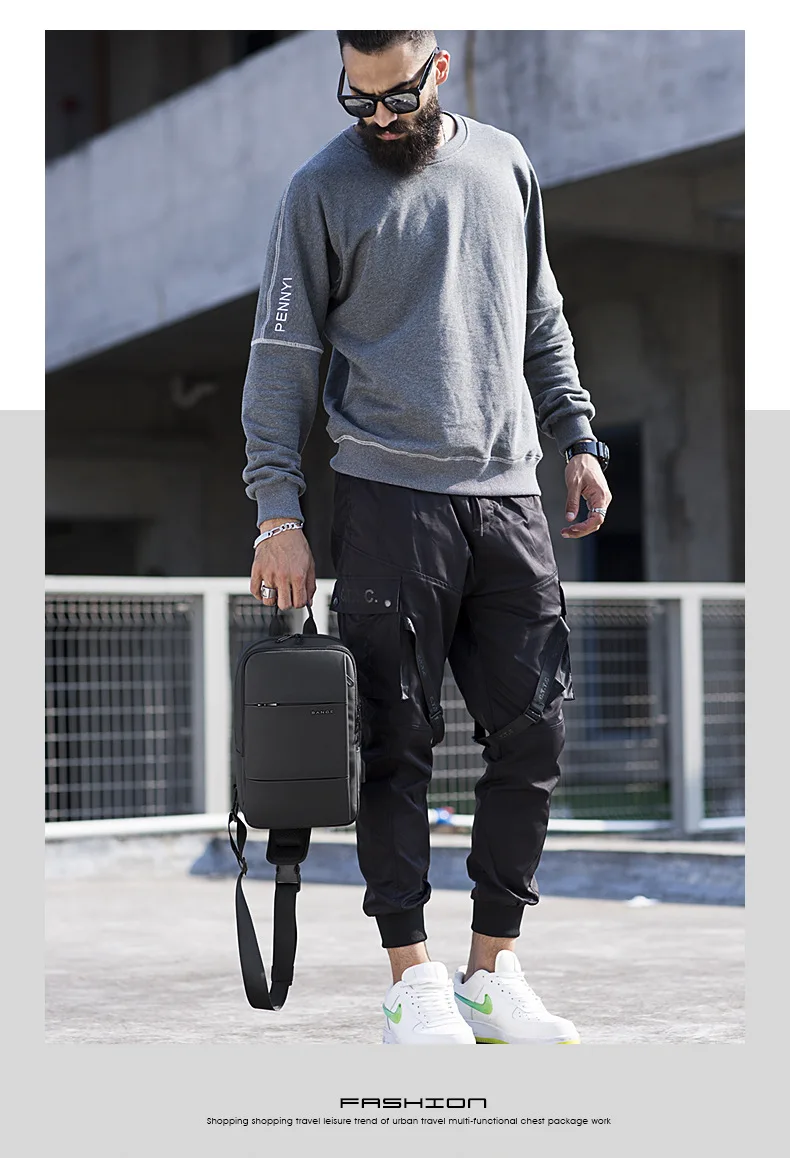 Fashion Men Travel Waterproof Leisure Business Chest Sports Packs Messenger Shoulder Sling Running Bag Men's Boys