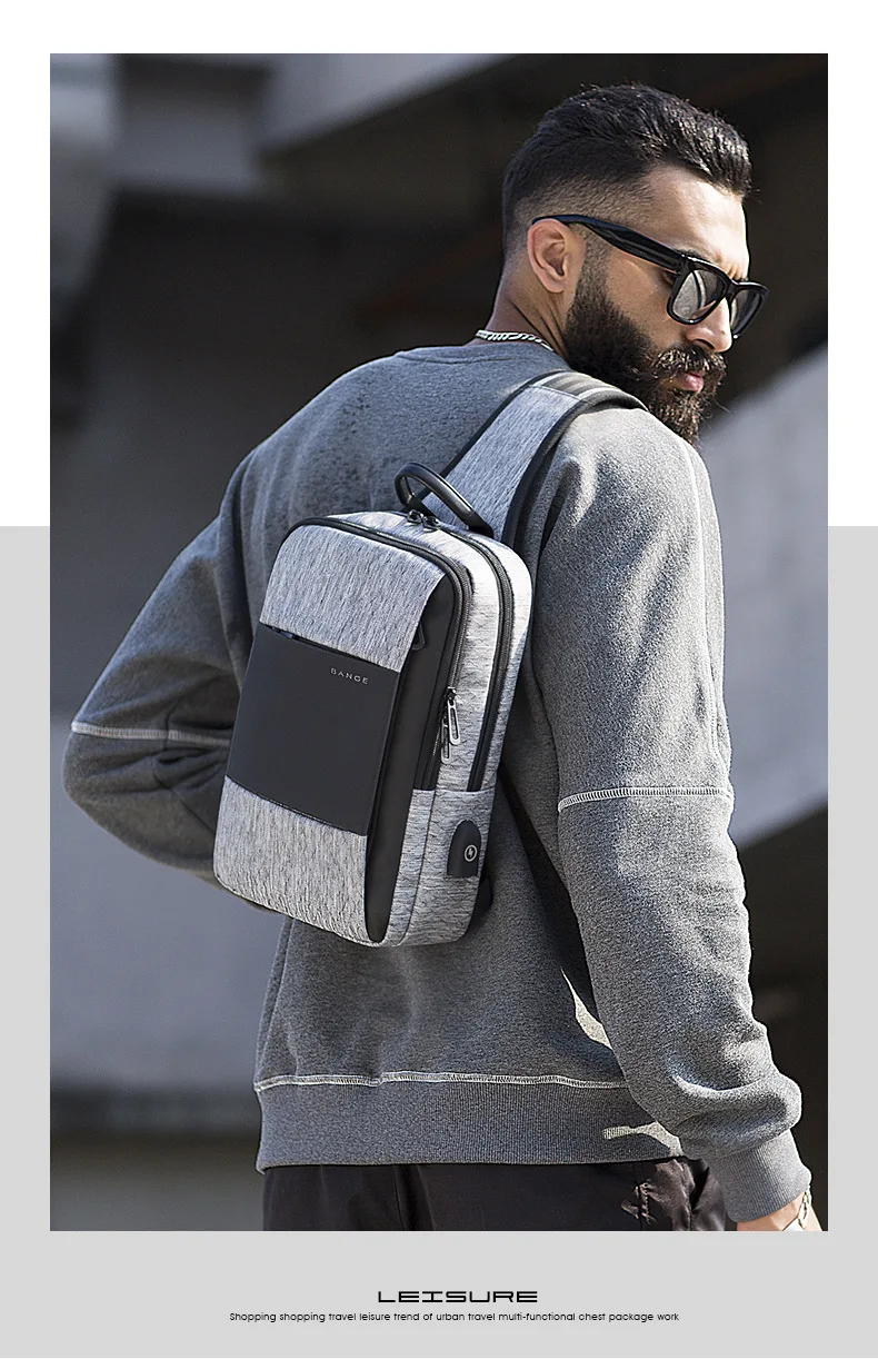 Fashion Men Travel Waterproof Leisure Business Chest Sports Packs Messenger Shoulder Sling Running Bag Men's Boys