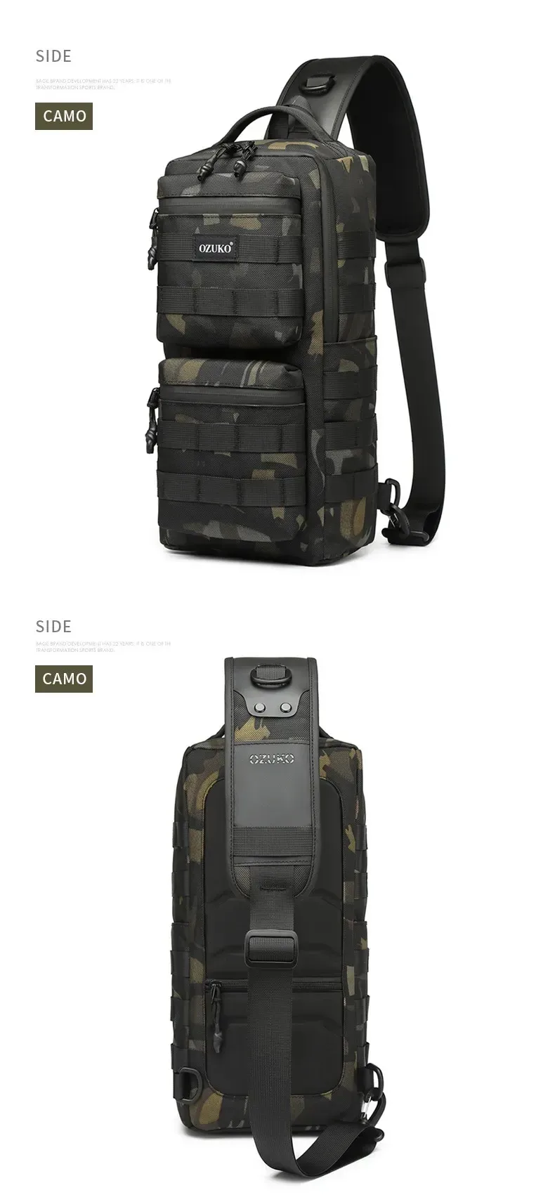 Ozuko Chest Bag Outdoor Sports Men's Oblique Straddle Shoulder Bag Waterproof Men's One Shoulder Crossbody Bag
