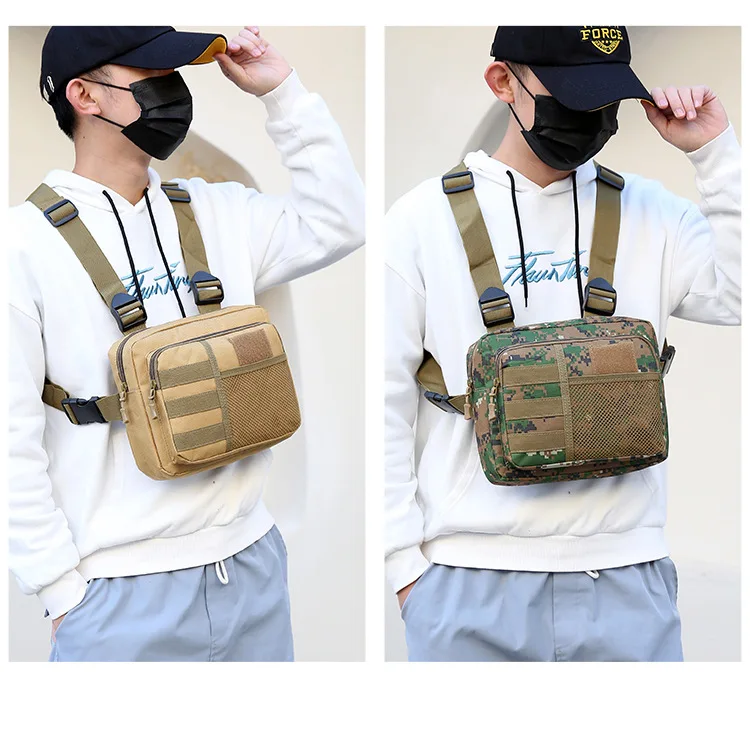 Tactics Vest Bag Streetwear Chest Bag Fashion Portable Oxford Outdoor Multi-pockets Bags Waterproof for Running Travel sling bag