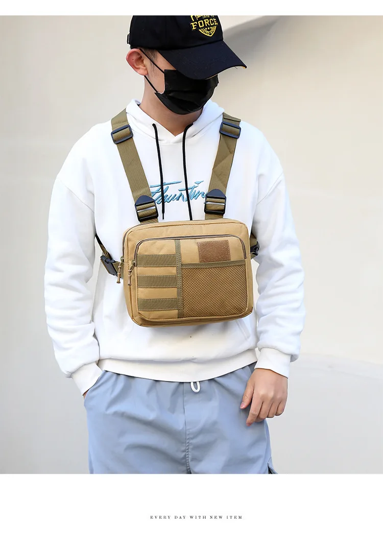 Tactics Vest Bag Streetwear Chest Bag Fashion Portable Oxford Outdoor Multi-pockets Bags Waterproof for Running Travel sling bag