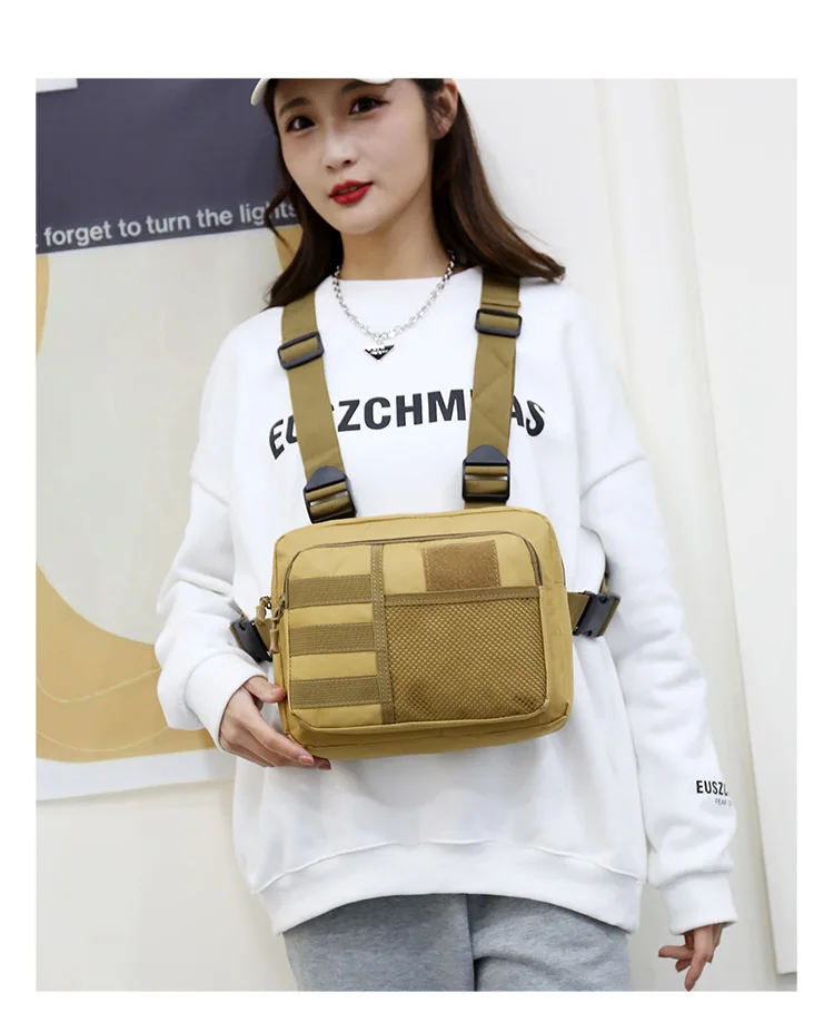 Tactics Vest Bag Streetwear Chest Bag Fashion Portable Oxford Outdoor Multi-pockets Bags Waterproof for Running Travel sling bag