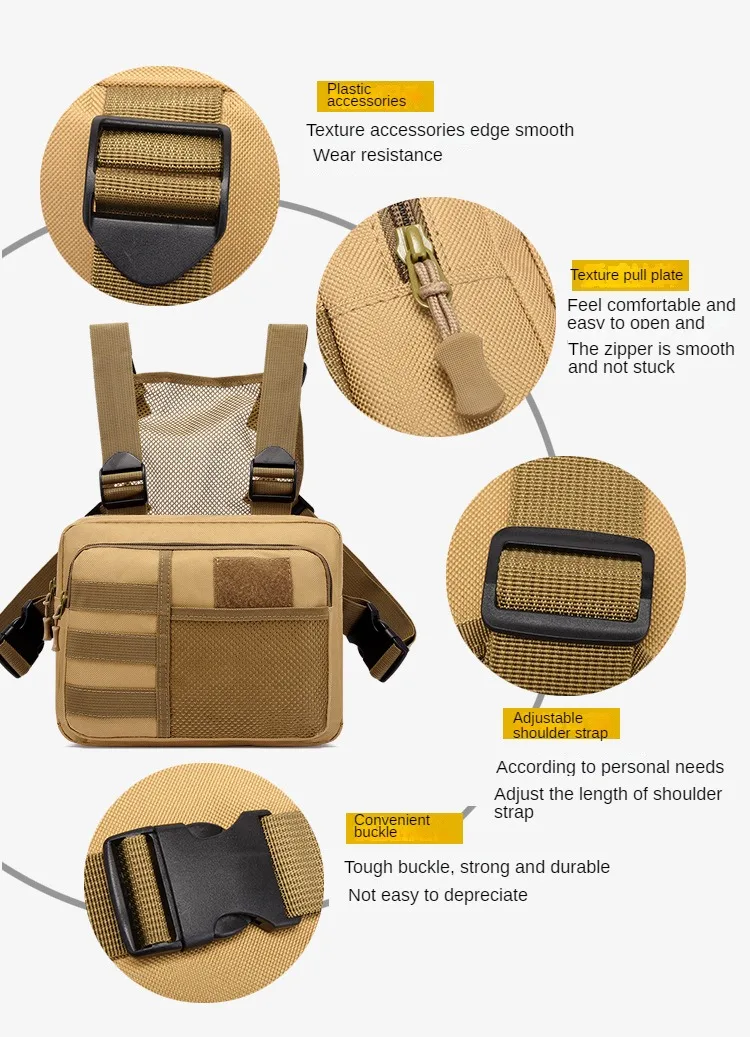 Tactics Vest Bag Streetwear Chest Bag Fashion Portable Oxford Outdoor Multi-pockets Bags Waterproof for Running Travel sling bag
