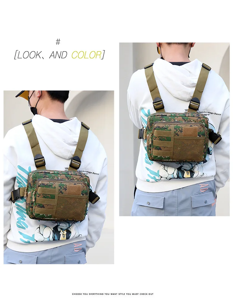 Tactics Vest Bag Streetwear Chest Bag Fashion Portable Oxford Outdoor Multi-pockets Bags Waterproof for Running Travel sling bag