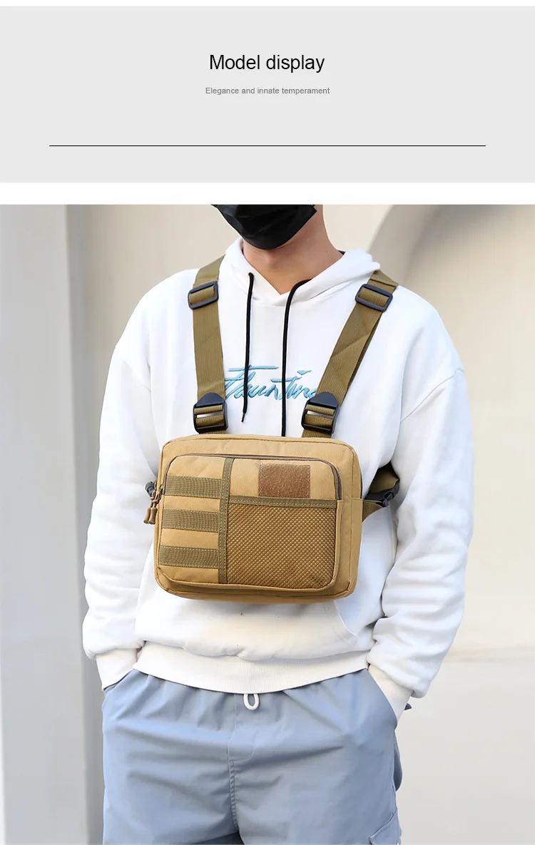 Tactics Vest Bag Streetwear Chest Bag Fashion Portable Oxford Outdoor Multi-pockets Bags Waterproof for Running Travel sling bag