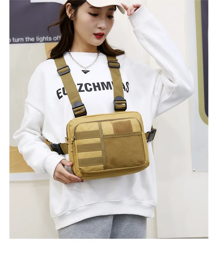 Tactics Vest Bag Streetwear Chest Bag Fashion Portable Oxford Outdoor Multi-pockets Bags Waterproof for Running Travel sling bag