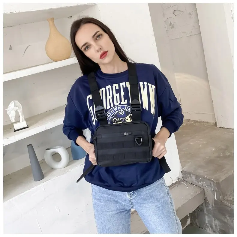 Hip-hop Streetwear Chest Rig Bag Unisex Chest Bag Sport Storage Vest Backpacks Multi-functional Waist Bag With Triangular Buckle