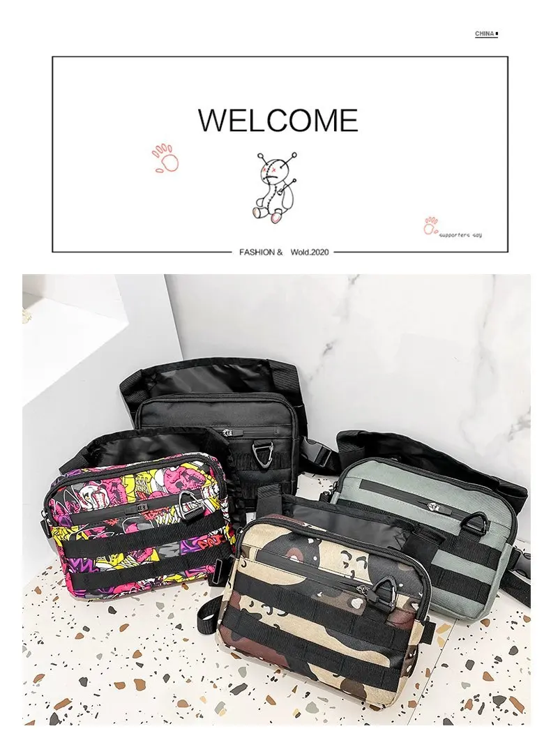 Hip-hop Streetwear Chest Rig Bag Unisex Chest Bag Sport Storage Vest Backpacks Multi-functional Waist Bag With Triangular Buckle