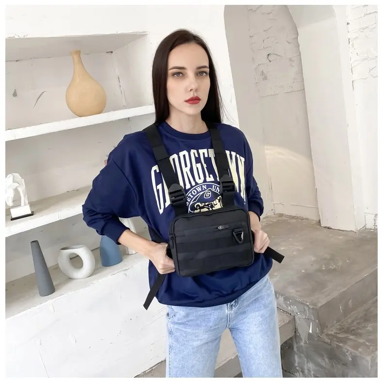 Hip-hop Streetwear Chest Rig Bag Unisex Chest Bag Sport Storage Vest Backpacks Multi-functional Waist Bag With Triangular Buckle