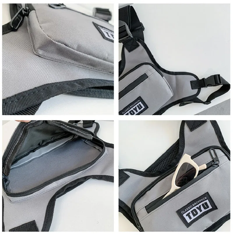Fashion Men's Oxford Chest Packs 2026 New High Quality Nylon Unisex Chest Rig Bags Hip Hop Multi-pocket Tactical Vest Backpack