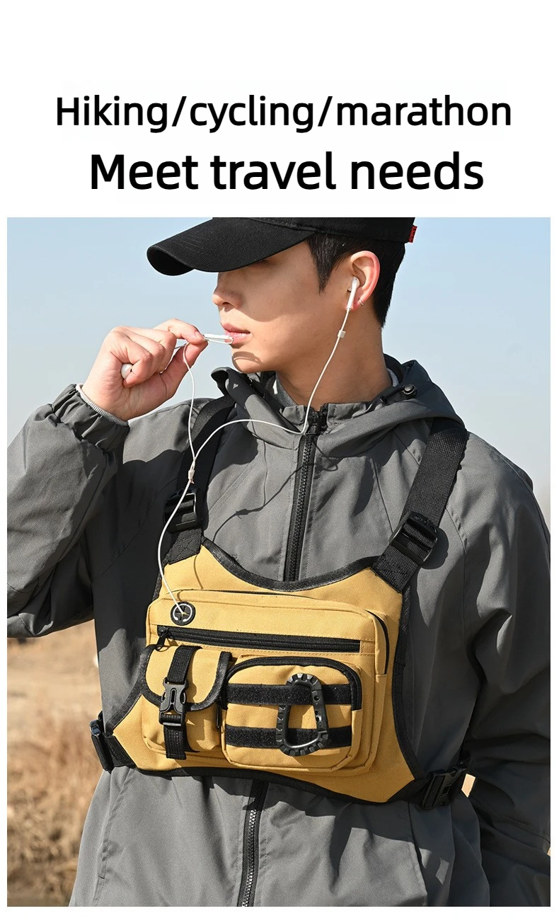 Outdoor Chest Bag for Travel Cycling Running Sports Chest Pack Multi-Pocket Tactical Chest Bag for Outdoor Activities