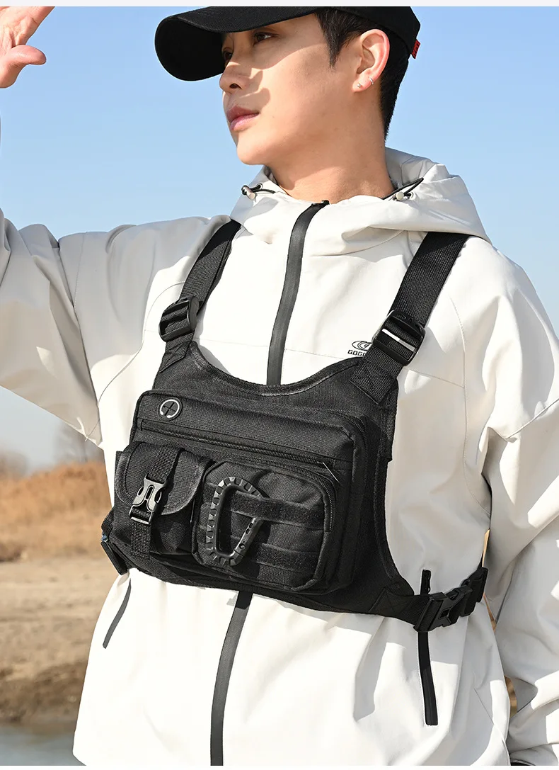 Outdoor Chest Bag for Travel Cycling Running Sports Chest Pack Multi-Pocket Tactical Chest Bag for Outdoor Activities