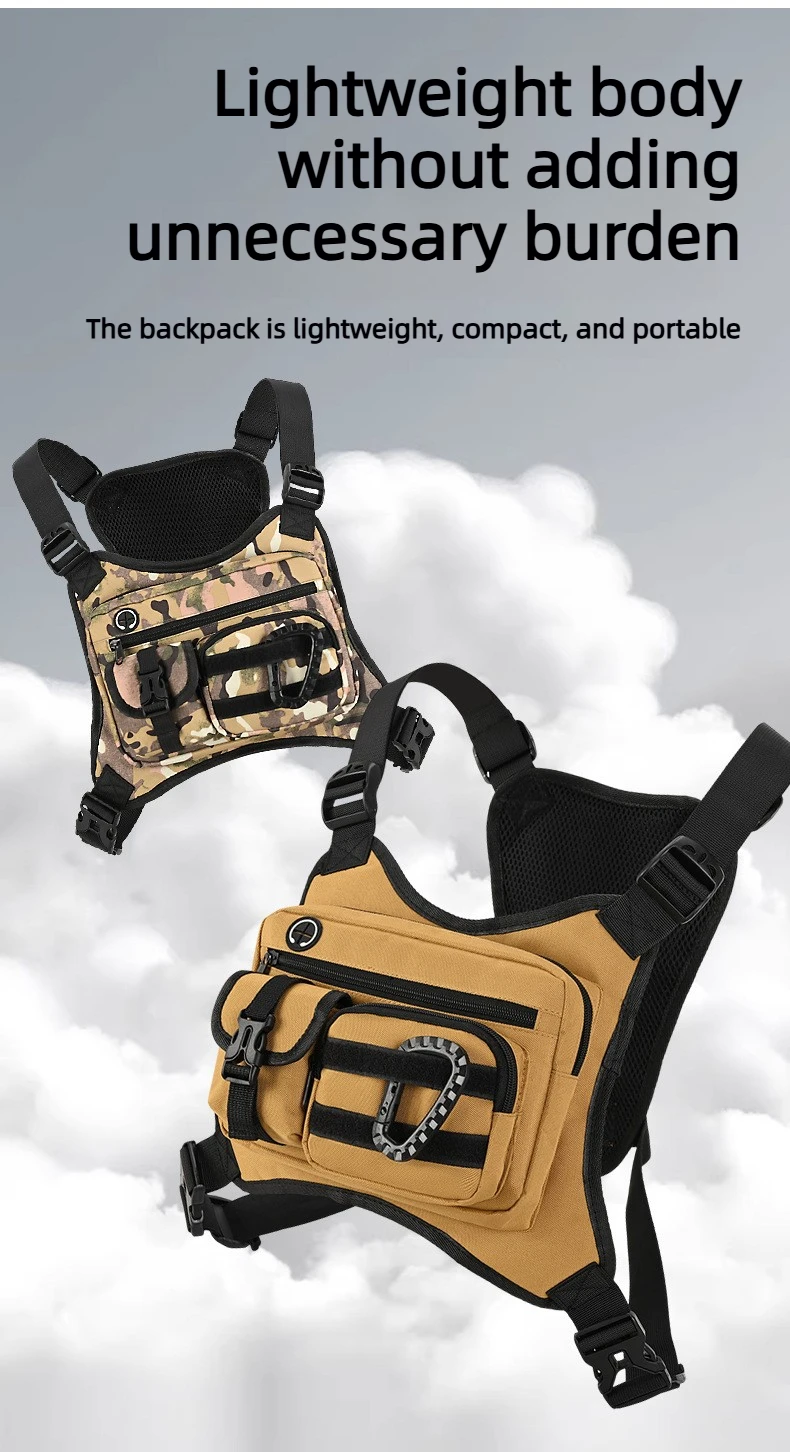 Outdoor Chest Bag for Travel Cycling Running Sports Chest Pack Multi-Pocket Tactical Chest Bag for Outdoor Activities