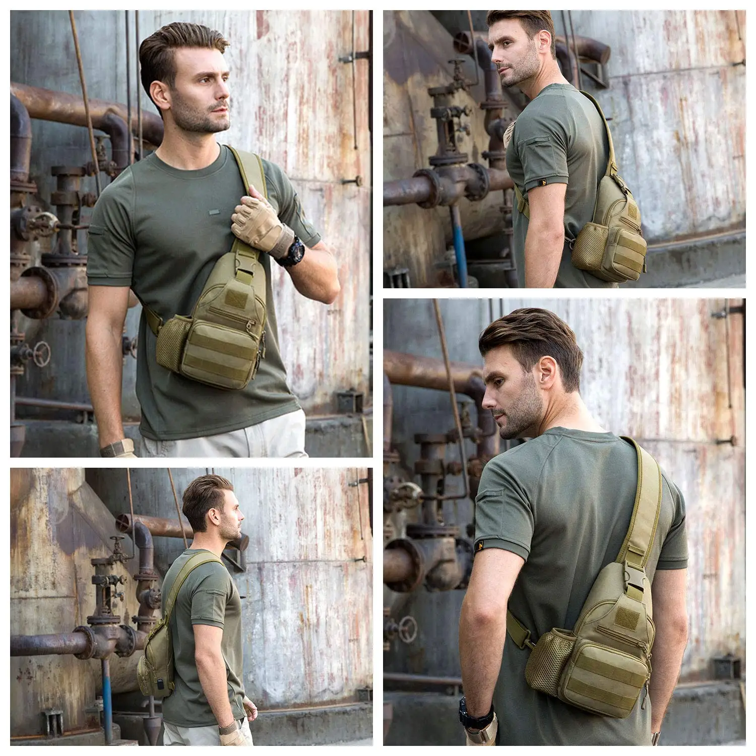 Water bottle chest bag outdoor sports cycling hiking chest bag multi-function outdoor leisure bag messenger bag