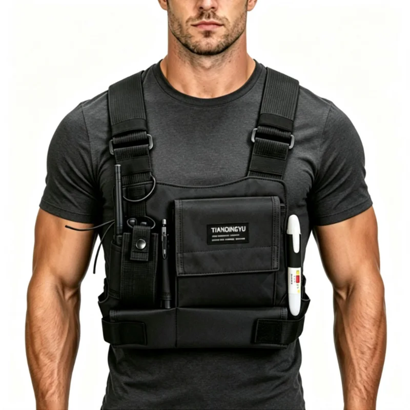 Lightweight Running Vest Backpacks Outdoor Cycling Bag Men Hiking Marathon Chest Rig Bag Storage Pocket Unisex Sports Chest Bags