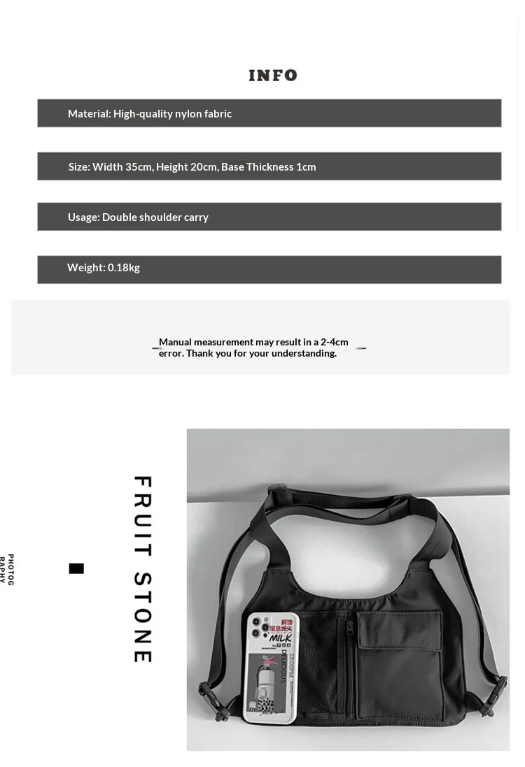 Homefish Hip-hop Streetwear Unisex Chest Rig Bag High Quality Nylon Chest Bags Multi-function Tactical Vest Backpack