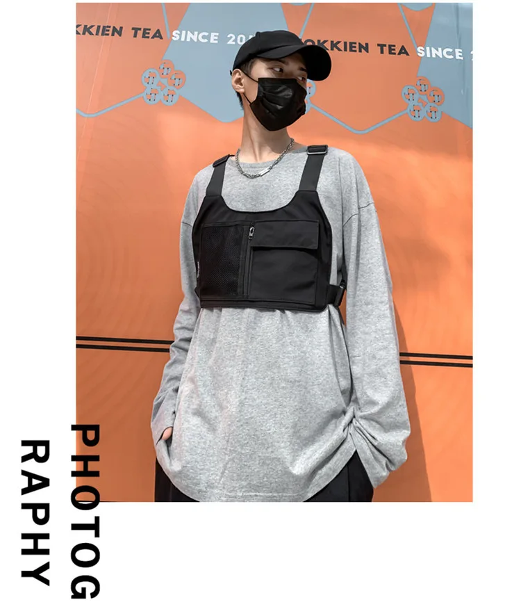 Homefish Hip-hop Streetwear Unisex Chest Rig Bag High Quality Nylon Chest Bags Multi-function Tactical Vest Backpack