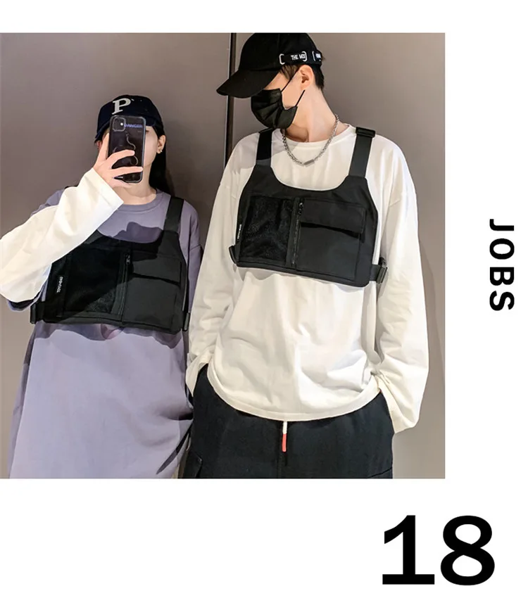 Homefish Hip-hop Streetwear Unisex Chest Rig Bag High Quality Nylon Chest Bags Multi-function Tactical Vest Backpack