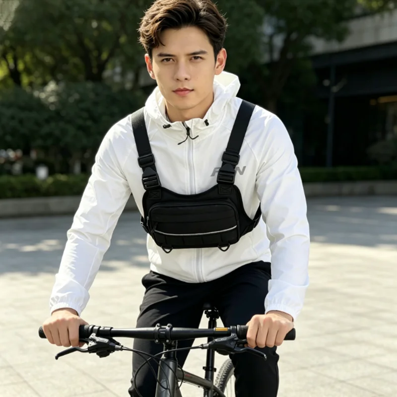 Sports Chest Bag Hip-hop Streetwear Cycling Vest Pack Multi-functional Chest Rig Bag unisex Hiking Fitness Camping Vest Backpack